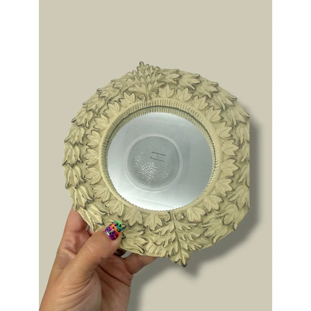 Vintage Style Ornate Round Wall Mirrors Set 2 Cream Distressed Shabby Chic